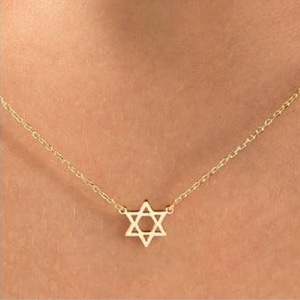 Star of David Necklace, Gold Magen Star of David Necklace, Tiny Gold Necklace